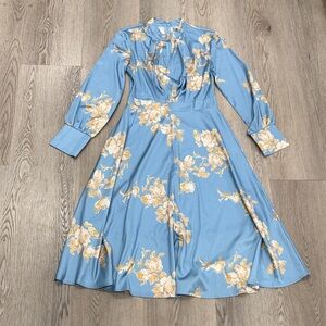 Chi wish Floral Long Sleeve Dress in Blue and Yellow